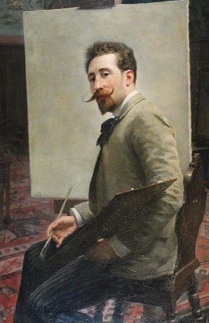Mieczysław REYZNER (1861-1941), Autoportret z paletą, 1890