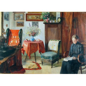 Jacek MALCZEWSKI (1854-1929), Portret siostry artysty Bronisławy - We wnętrzu, 1920