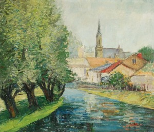 Aleksander TUREK (1933-2016), Miasteczko nad rzeką, 1975