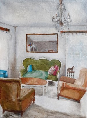 Kaja Harnyś (ur. 1988), Salon z zieloną sofą, 2022