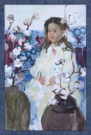 Maria Niekrasowa, Girl with white rabbits, 2019