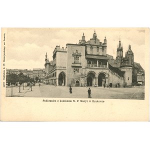 Kraków - Sukiennice z kościołem N. P. Maryi, ok. 1900