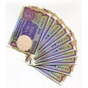 India 10 x 1 Rupee 1992