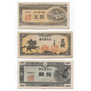 Japan 2 x 5 & 10 Sen 1944 - 1948 (ND)