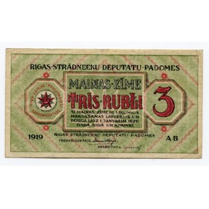 Latvia Riga 3 Roubles 1919