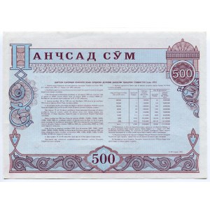 Tajikistan Loan Obligation of 500 Sum 1993