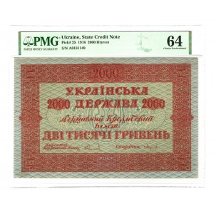 Ukraine 2000 Hryven 1918 PMG 64