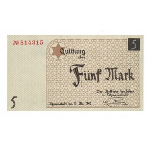 Germany - Third Reich Litzmannstadt Getto 5 Mark 1940