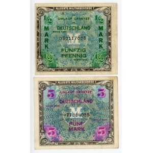 Germany - Third Reich 1/2 & 5 Mark 1944 Allied Occupation