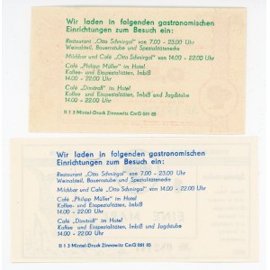 Germany - DDR Zinnowitz Hotels 1/2 & 1 Mark 1985 Food Stamps
