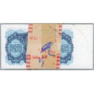 Czechoslovakia Original Bundle With 100 Banknotes 3 Korun 1961 Consecutive Numbers