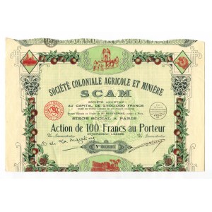 France Colony Agriculture Share 100 Francs 1938