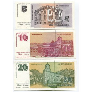Yugoslavia 5 - 10 - 20 Dinara 1994