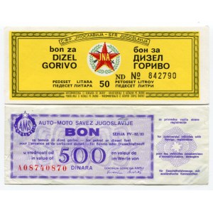 Yugoslavia 2 Petrol Vouchers (ND)