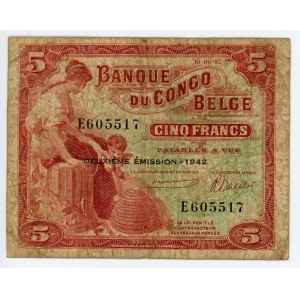 Belgian Congo 5 Francs 1942