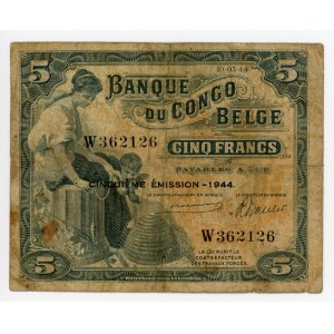 Belgian Congo 5 Francs 1944