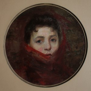 Maurycy Trębacz, Portret kobiety w czerwonym szalu