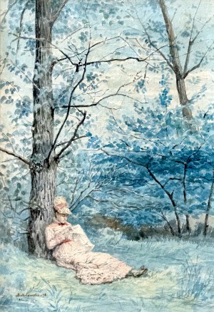 Zygmunt SOKOŁOWSKI (1859 (?)-1888), Odpoczynek w cieniu drzewa, 1878