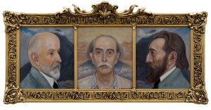 Wlastimil HOFMAN (1881-1970), Trzy głowy - trzy generacje [Jacek Malczewski, Wlastimil Hofman, Jan Matejko] - tryptyk, 1954