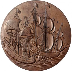 Medal wybity na 300. rocznicę Bitwy pod Oliwą 1927 , autorstwa Stefana Ślęzaka - pięknie zachowany