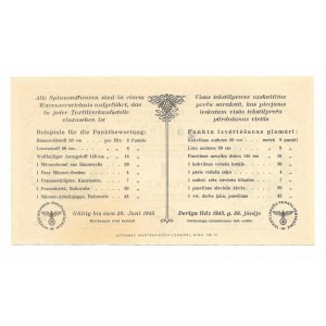 Litwa (Okupacja Niemiecka), Talon na len i wełnę - 1 Punkt 1943 - z nadrukowanym numerem