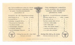 Litwa (Okupacja Niemiecka), Talon na len i wełnę - 1 Punkt 1943 - z nadrukowanym numerem