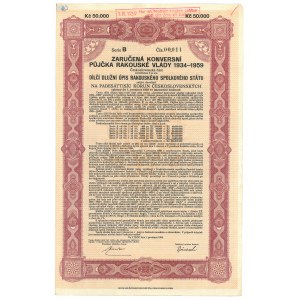 Czechosłowacja, Gwarantowana pożyczka konwersyjna rządu austriackiego na 50 000 Koron, 1934-59