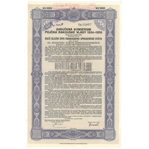 Czechosłowacja, Gwarantowana pożyczka konwersyjna rządu austriackiego na 1 000 Koron, 1934-59