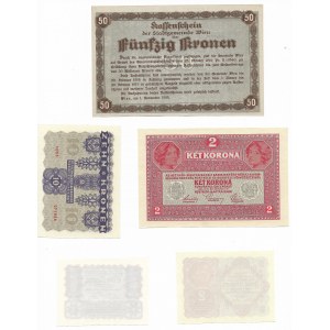 Austria/Austro-Węgry, Zestaw (5 sztuk) - bankowe stany zachowania