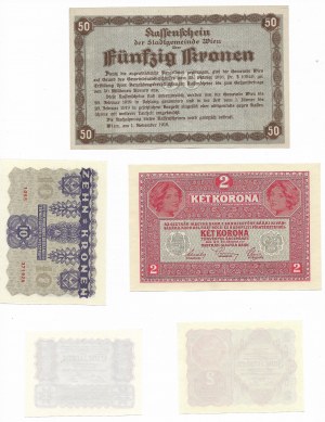 Austria/Austro-Węgry, Zestaw (5 sztuk) - bankowe stany zachowania