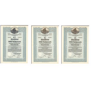Landesbank und Girozentrale Danzig-Westpreusen, Pfandbrief 5000 Reichsmark, 1941 - zestaw 3 sztuki, różne odmiany