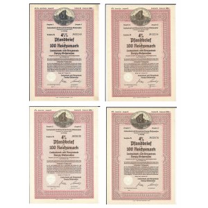 Landesbank und Girozentrale Danzig-Westpreusen, Pfandbrief 100 Reichsmark, 1941 - zestaw 4 sztuki - różne odmiany