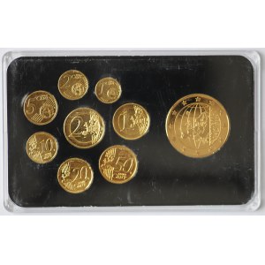 Malta, zestaw monet Euro - 2008, platerowane 24 karatowym złotem, niski nakład