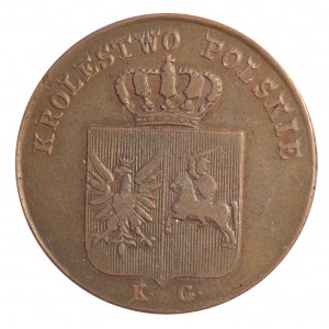 3 grosze polskie 1831, odmiana z prostymi łapami Orła i z kropką po POLS na rewersie