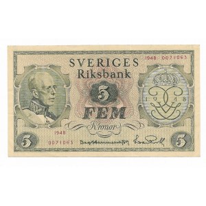 Szwecja, 5 Kronor - 1948, ładnie zachowany