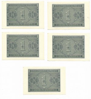 Zestaw 1 złoty 1941 seria BD - 5 kolejnych numerów