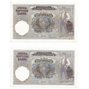 Serbia, 100 Dinara, 1941 - 2 sztuki