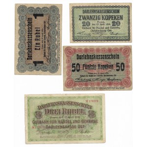 Poznań, Zestaw 4 sztuki (20 kopiejek, 50 kopiejek, 1 rubel, 3 ruble 1916, seria M)