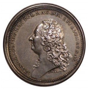 Medal Stanisław Leszczyński, Nancy 1755 - bardzo rzadka dobitka w srebrze