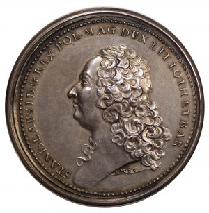 Medal Stanisław Leszczyński, Nancy 1755 - bardzo rzadka dobitka w srebrze