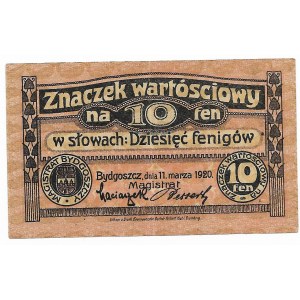 Bydgoszcz, znaczek wartościowy 10 fenigów 1920
