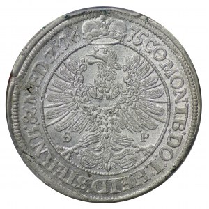 Śląsk, Sylwiusz Fryderyk, 15 krajcarów Oleśnica 1675 SP - MEDZ - PCGS MS62