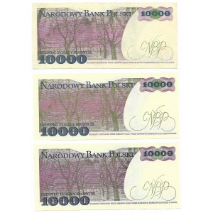 10.000 złotych 1.12.1988 - 3 sztuki (seria BN, BC, DR)
