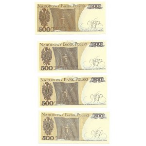 500 złotych 1982 - 4 sztuki (Seria FU, GH, FH, CT)