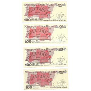 100 złotych 1988, zestaw 4 sztuk (Seria PS, TF, TT)