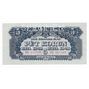 Czechosłowacja, 5 koron 1944 SPECIMEN
