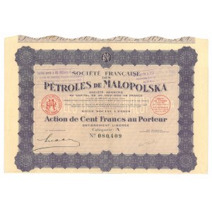 Societe Francaise des Petroles de Malopolska, akcja na 100 franków