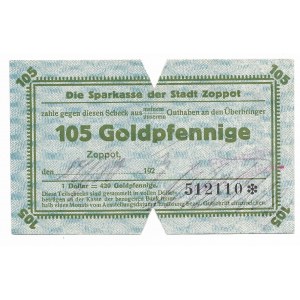 Zoppot (Sopot), Sparkasse der Stadt, 105 Goldpfennige 1923