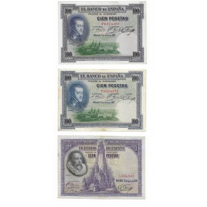 Hiszpania zestaw 3 banknotów (2 x 50 pesetas 1928r., 1 x 25 Pesetas 1928r.) 3+/3-