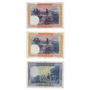Hiszpania zestaw 3 banknotów (2 x 50 pesetas 1928r., 1 x 25 Pesetas 1928r.) 3+/3-
